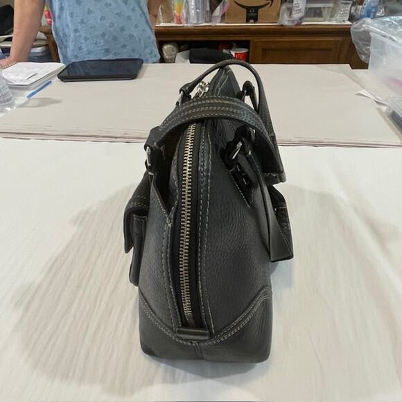 Coach, VTG Black Pebbled Leather Dome Satchel #H0993-F13963 - Picture 3 of 9